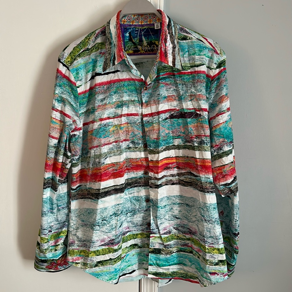 Men’s Robert Graham Flip Cuff Dress Shirt Classic Fit- XL